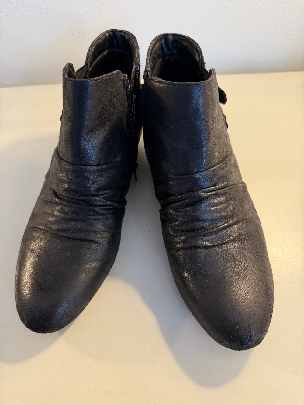 Kim Rogers Black Ruched Ankle Booties